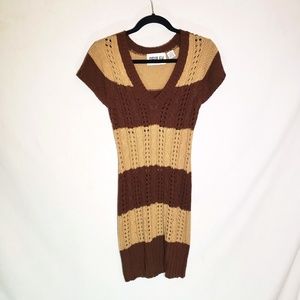 *Ashley* Brown and tan striped dress, small